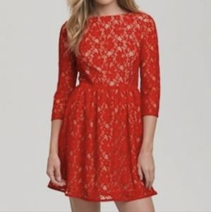 French connection Lizzie red lace dress